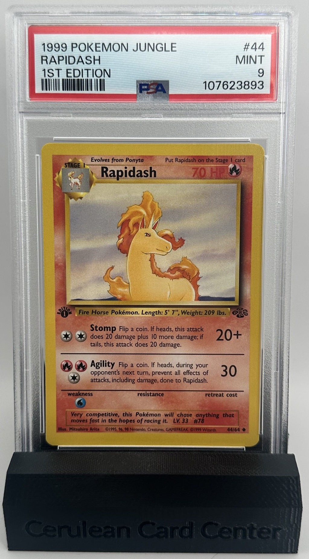 1999 Pokémon Jungle 1st Edition Rapidash #44/64 PSA 9