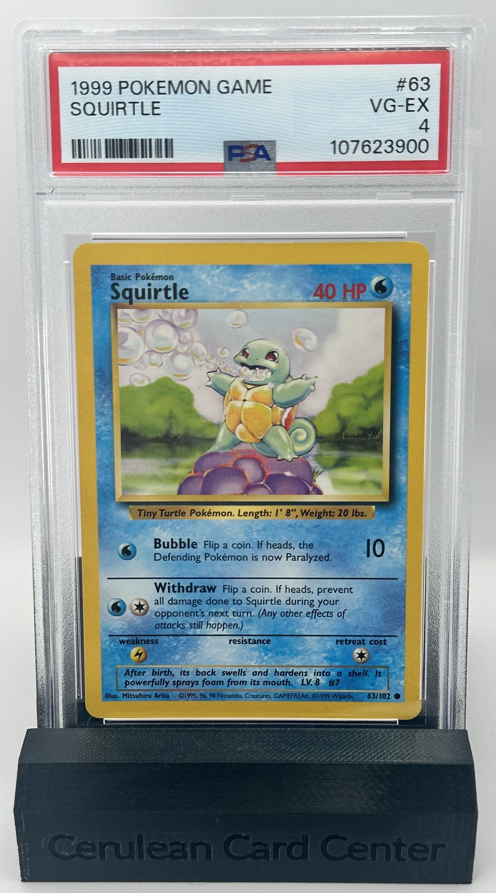 1999 Pokémon Base Set Squirtle #63/102 PSA 4