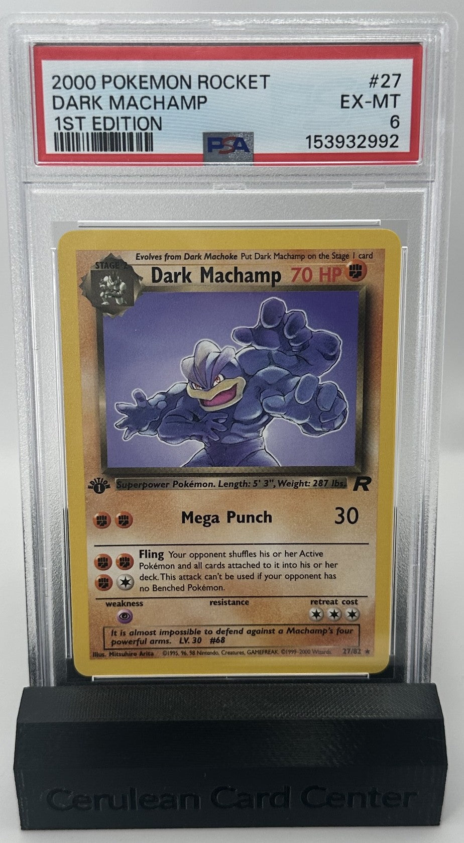 2000 Pokémon Team Rocket 1st Edition Dark Machamp #27/82 PSA 6