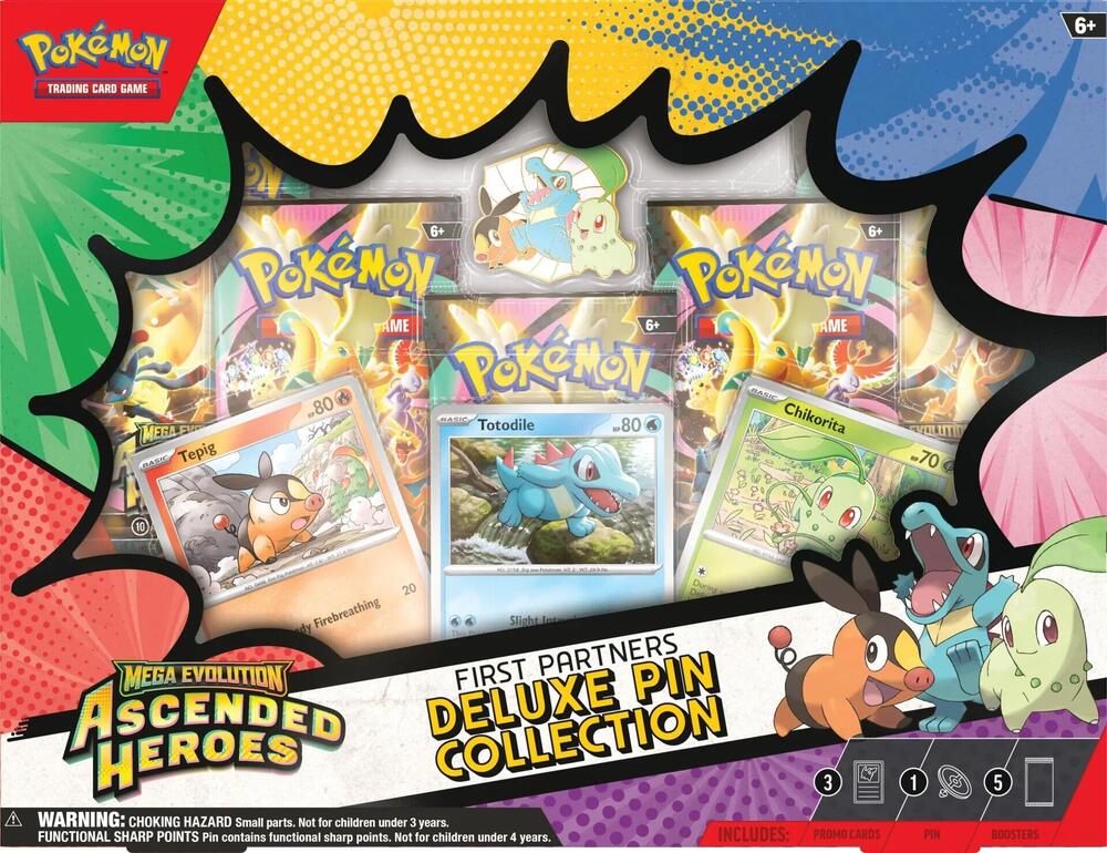 Pokémon Ascended Heroes First Partners Deluxe Pin Collection with 5 Booster Packs