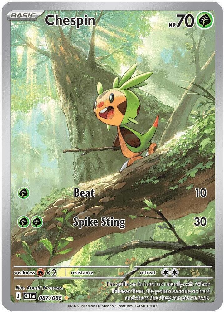 Pokémon Chaos Rising Chespin 087/086 Illustration Rare