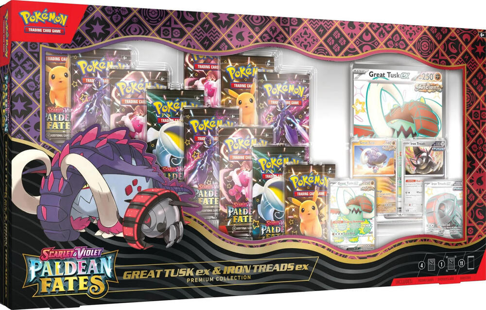 Pokémon TCG Paldean Fates Great Tusk ex and Iron Treads ex Premium Collection