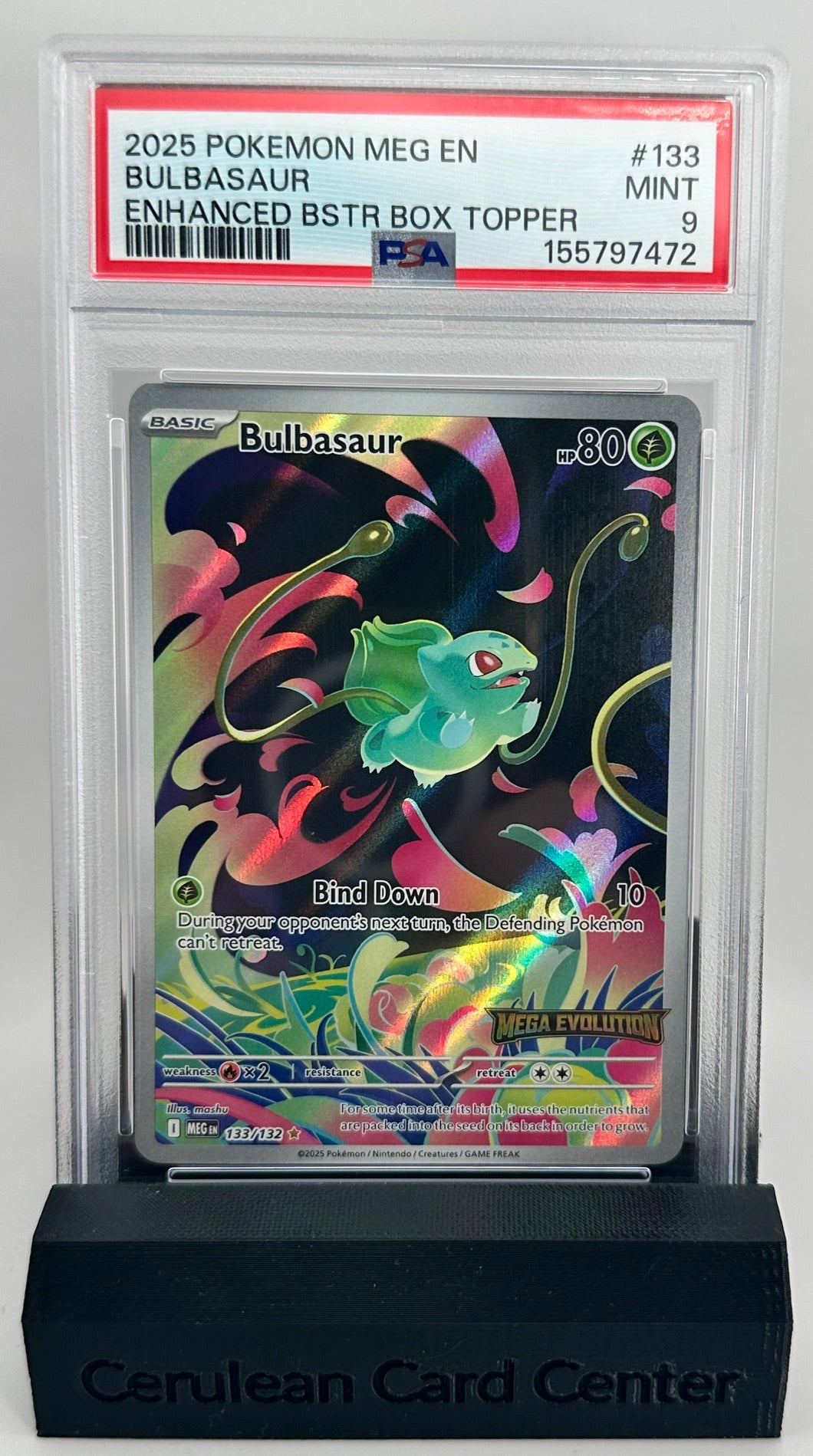 Bulbasaur 133/132 Mega Evolution Stamped Illustration Rare PSA 9